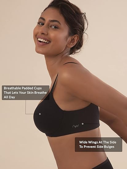 NYKD Everyday Cotton Padded Wireless T-Shirt Bra for Women 3,4th Coverage, Daily Use – NYB094